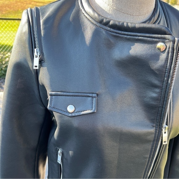 Zara Faux Leather Biker Jacket NWT Size Medium - Picture 3 of 10